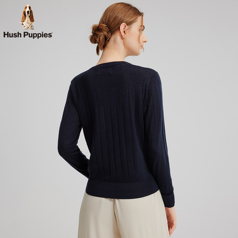 【高品质绵羊毛】暇步士女装圆领针织衫秋季内搭长袖弹力套头线衣