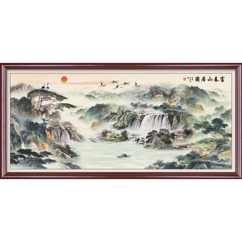 蒙娜丽莎十字绣流水生财2025新款线绣客厅山水画富春山居图风景画 - 图3