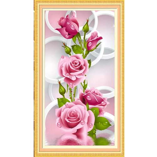 Печать поперечной вышивкой 2022 Новая линия вышитая гостиная цветочный цветочный цветок сладкая розовая версия сама вышивка ручной работы ручной работы ручной работы