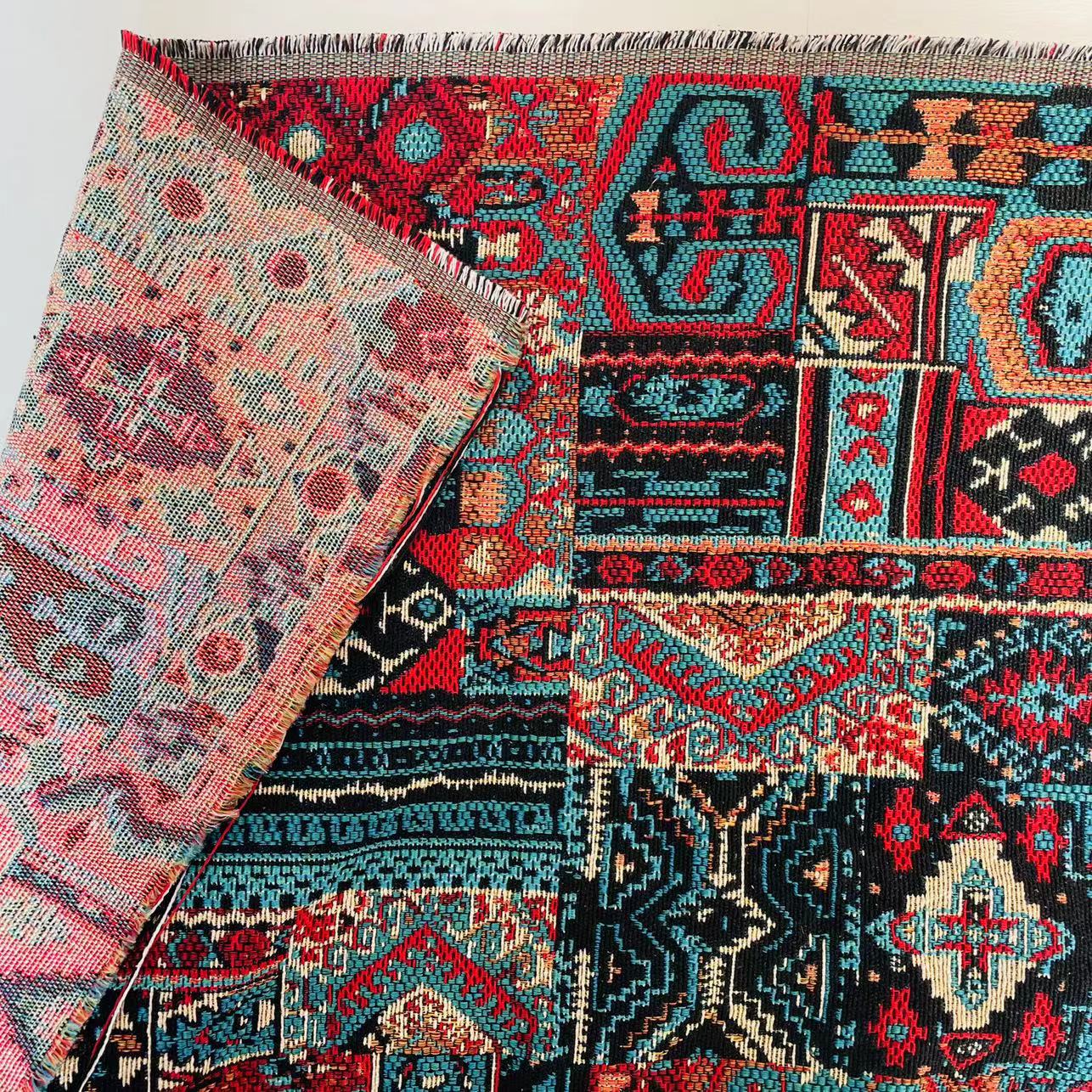 2米包邮 民族风色织布 加厚沙发盖布 特色桌布抱枕露营地毯面料