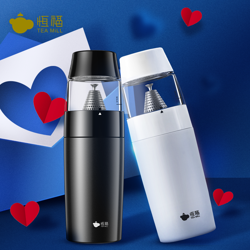 恒福新鲜泡茶水分离杯焖茶杯男女办公室保温水杯过滤车载便携杯子 - 图0