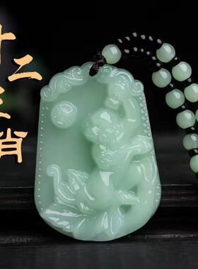 爆款仿玉石生肖吊坠原创设计竹节链气质时尚项链个性服饰配件批发