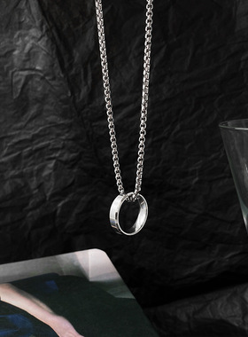 中餐厅7许光汉同款项链银色戒指圆环吊坠男生嘻哈钛钢不掉色颈链