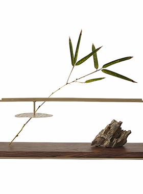 新中式宋式美学禅意茶室会所样板房软装饰品竹石桌面摆件批量定制