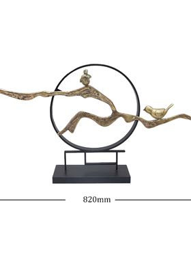 新中式禅意小鸟茶室摆件别墅玄关展厅会所金属装饰工艺品批量定制