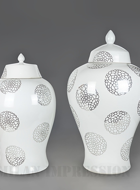 新中式风陶瓷摆件设配饰品将军罐