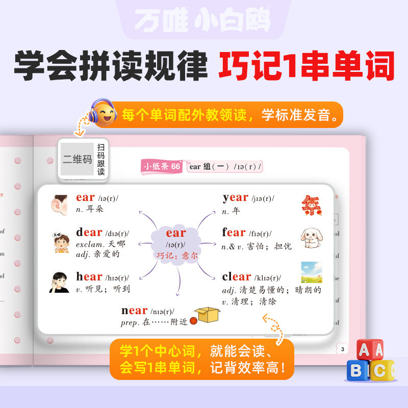 万唯小白鸥小学英语词汇口诀巧记单词记背神器默写本音标速记公式三四五六年级自然拼读发音规则启蒙入门音节学习书万维旗舰店