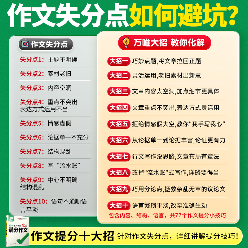 万唯中考满分作文初中作文高分技法提分技巧2023初中通用写作模板写作技巧技法与指导初一初二初三名师教你改出满分作文万维教育-图1