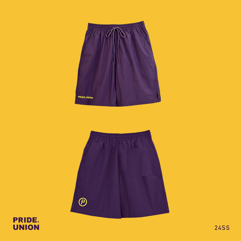 【黄曦彦同款】PRIDE*UNION糖果色刺绣字母短裤男夏季轻薄休闲裤,淘宝优惠券,粉丝福利购,淘宝优惠卷