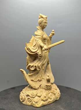 木雕九天玄女神像实木供奉摆件