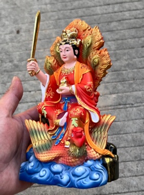 桧木雕兵法战神九天玄女神像实木