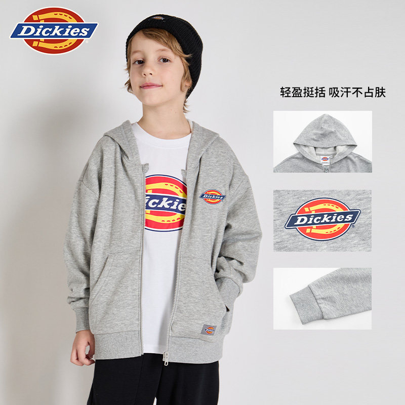 Dickies童装卫衣开衫2025年新款春秋款宽松中大童外套连帽男女童