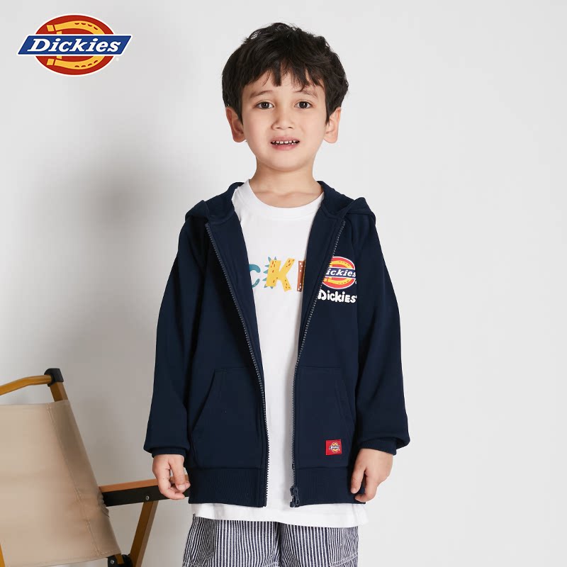 Dickies童装卫衣开衫2024年新款春秋款宽松中大童外套连帽男女童