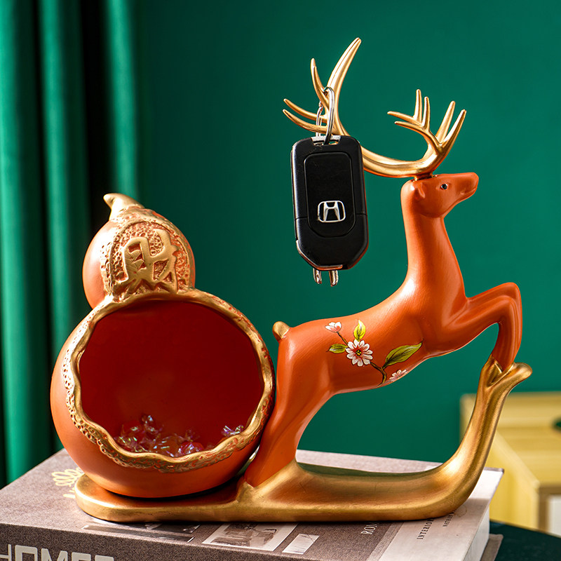 创意麋鹿放钥匙收纳摆件置物架现代轻奢玄关鞋柜入户进门口装饰品,淘宝优惠券,粉丝福利购,淘宝优惠卷