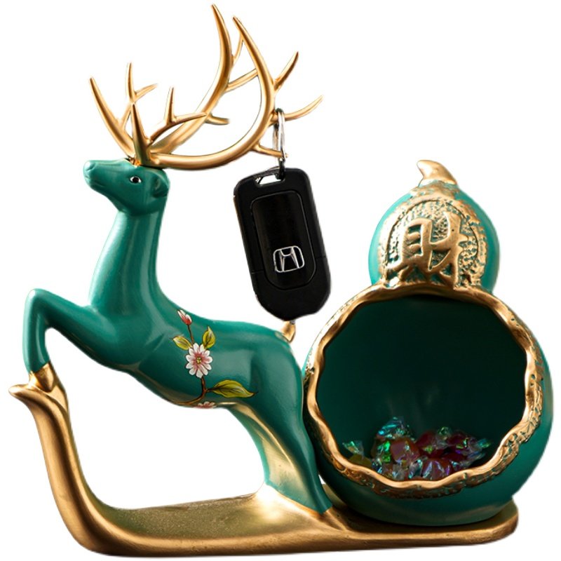 创意麋鹿放钥匙收纳摆件置物架现代轻奢玄关鞋柜入户进门口装饰品,淘宝优惠券,粉丝福利购,淘宝优惠卷