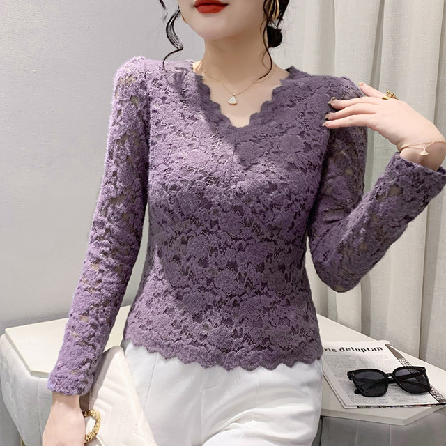 ເສື້ອ lace ສັ້ນແບບເອີຣົບສໍາລັບແມ່ຍິງທີ່ມີແຂນຍາວ