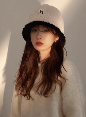 哈吉斯船长毛绒绒渔夫帽女加厚百搭保暖遮脸水桶帽秋冬显脸小盆帽