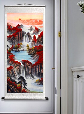 国画挂画客厅卷轴玄关卷轴挂画