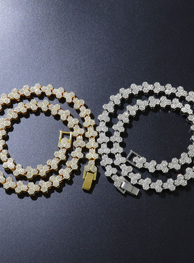 镶钻嘻哈项链三角形网球链潮男