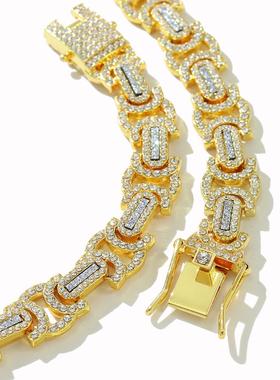 欧美新款满钻拼接回形项链手链