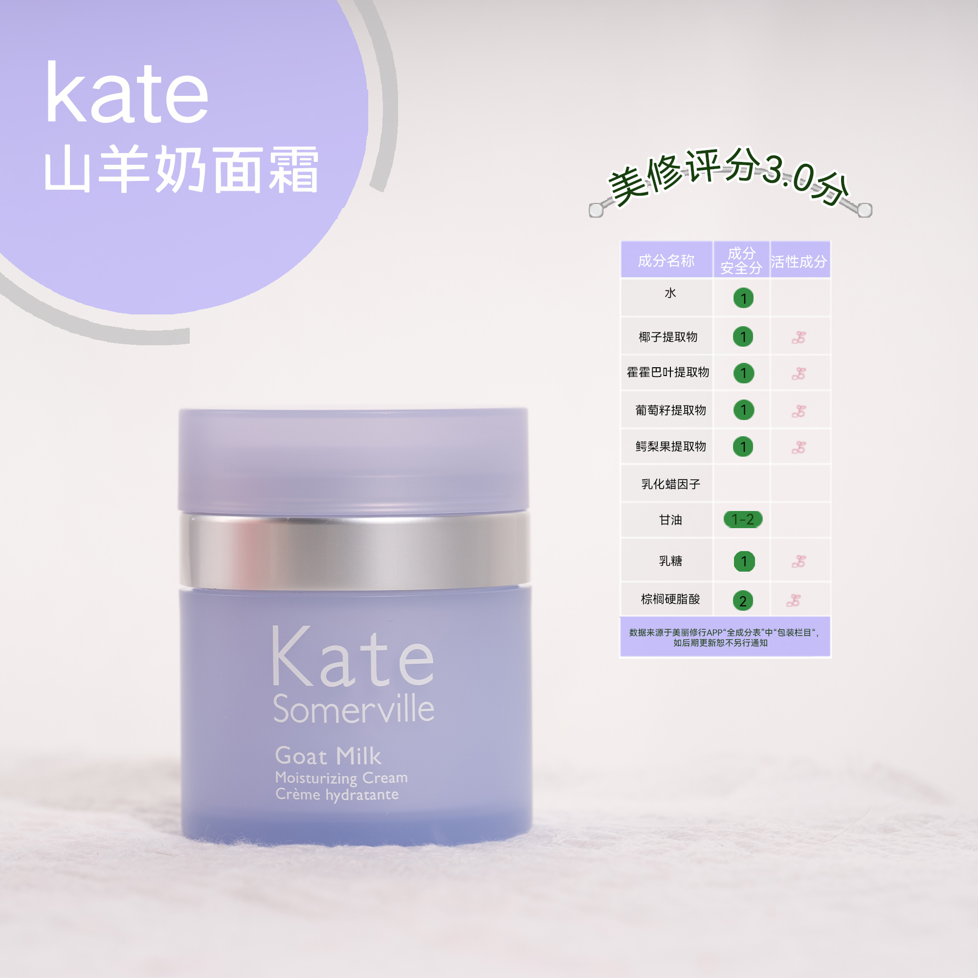 Kate Somerville凯诗薇山羊奶面霜50ml平衡保湿 效期25年4月左右