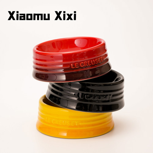 酷彩高脚斜口宠物碗陶瓷平口水碗粮碗猫狗增高护颈防黑下巴食盆 - 图0