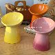 Cool color ceramic high-legged slanted mouth pet food bowl