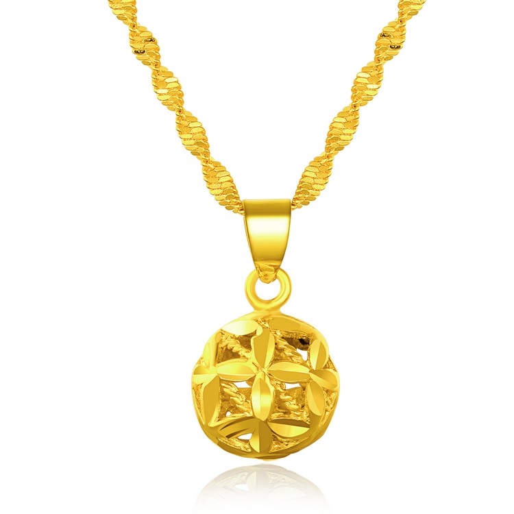 项链 锁骨链套链 经典米字花配坠 水波链黄金转运珠女 18K 首饰品 项链 锁骨链套链 经典米字花配坠 水波链黄金转运珠女 18K 首饰品