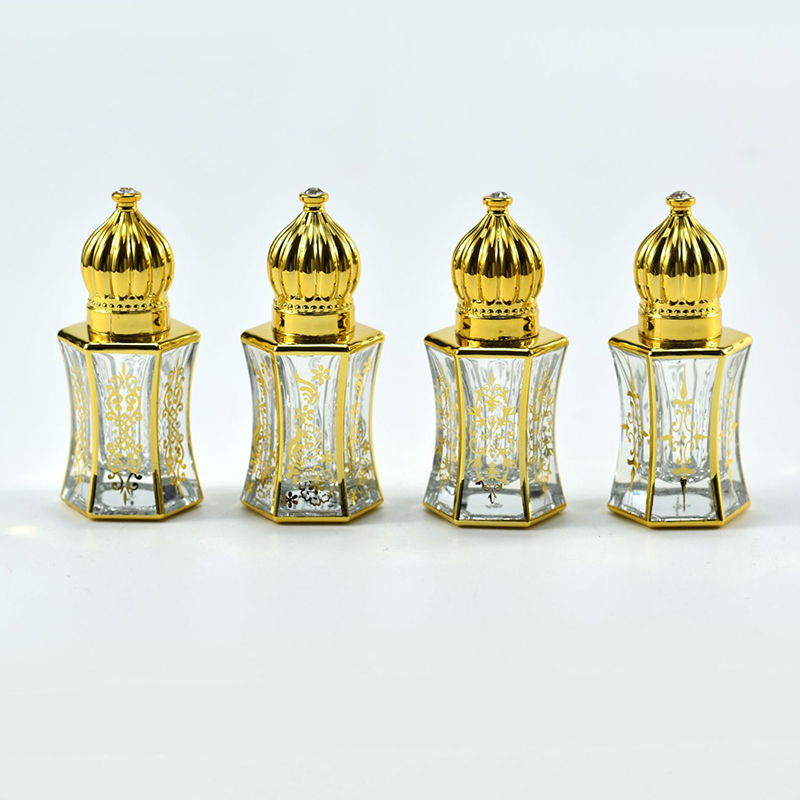 高档复古精油瓶7ML滚珠式散装香水瓶玻璃中东迪拜香精分装空瓶金-图0