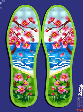 买5送1十字绣鞋垫手工刺绣男女针孔结婚带针线吸汗半成品马到成功