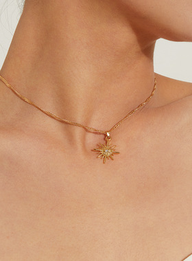 空中的太阳颈链项链女士锁骨链饰品高贵典雅造型