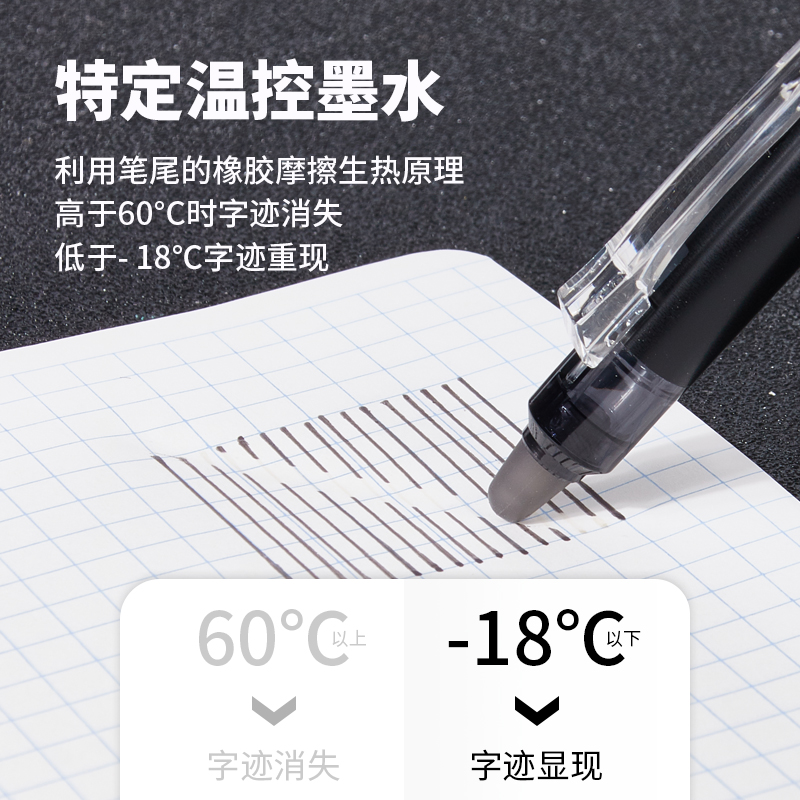 日本PILOT百乐可擦中性笔BLRT-FRP5按动式3-5年级小学生用0.5mm黑蓝红色摩擦笔温控墨水针管式摩擦水笔0.5 - 图2