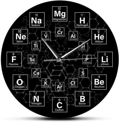 化学符号挂钟元素周期表挂钟化学符号挂钟科学墙壁艺术装饰时钟 - 图0
