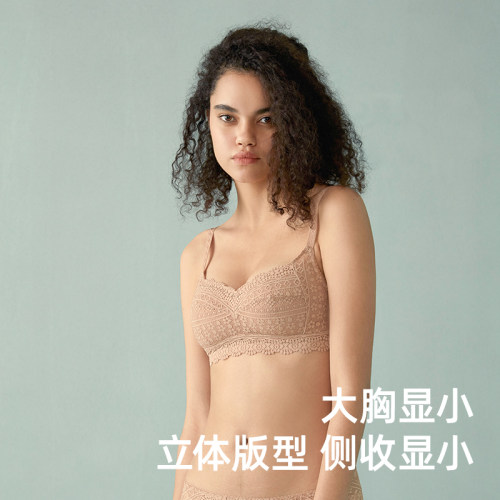 【春光】遐薄款无钢圈软支撑内衣女夹棉防凸点夏季大胸显小文胸 - 图1