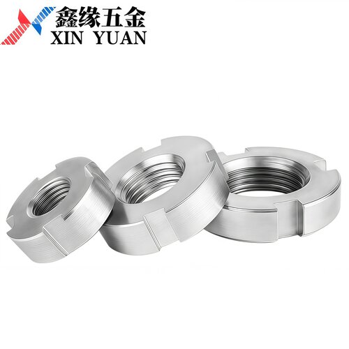 304不锈钢开槽圆螺母 M14M16M18M20M22M24M25M27M30M33M36M39*1.5 - 图0