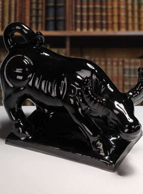 （奇门化四害）黄色陶瓷牛摆件补缺角黄牛水牛客厅办公室风水摆件