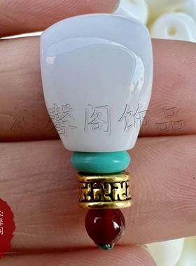 二代蜜蜡俄料白蜡三通佛头藏饰民族风文玩配饰分体三通佛头