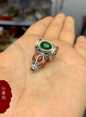 藏式合金镀 铜三通民族风星月金刚菩提配饰手串108佛珠diy