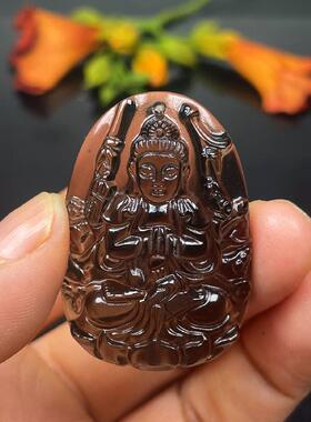 天然黑曜石本命佛生肖守护神吊坠