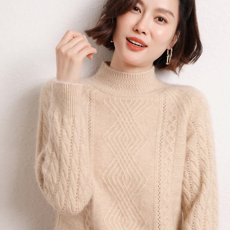 戎美衣尚重磅加厚山羊绒衫女半高领五针三股绞花韩版显瘦山羊绒毛,淘宝优惠券,粉丝福利购,淘宝优惠卷