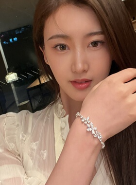 马眼蝴蝶拼接异形钻石手链女纯银