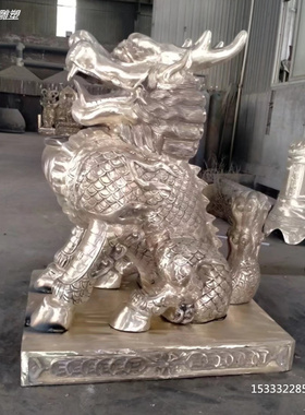 纯铜麒麟雕塑一对定制大型铸铜貔貅门口瑞兽户外中式仿铜神兽摆件