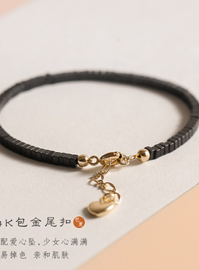 多巴胺仓库」玄英.复古简约黑石水晶手串男女款手串性冷淡风手链