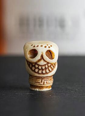 牦牛骨做旧骷髅三通佛头配件