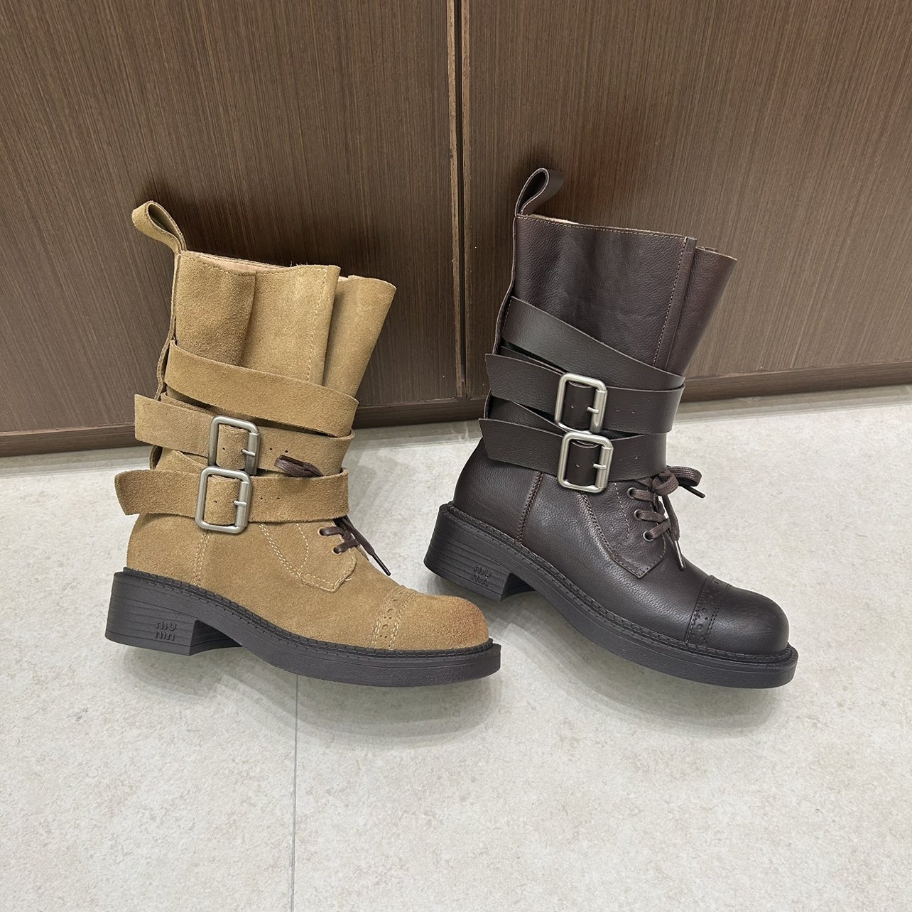 欧货站女鞋2025新款真皮厚底皮带扣马丁靴女英伦风短靴复古中筒靴,淘宝优惠券,粉丝福利购,淘宝优惠卷