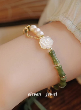 玫瑰与你竹节手链女新中式珍珠双层复古高级感手饰毕业礼物2026夏