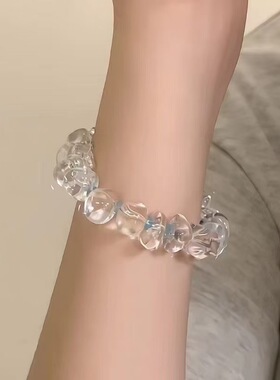 小众设计透明串珠手链女高级感夏季可调节手串日韩百搭简约手饰品