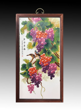 瓷板画玄关客厅装饰画中式