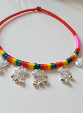 编织项链民族风铃铛长命富贵锁