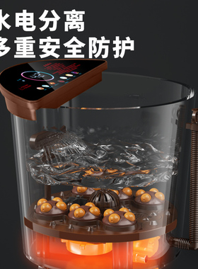 云摇木桶泡脚桶恒温电加热足浴器自动按摩大叶花梨木养生洗脚盆